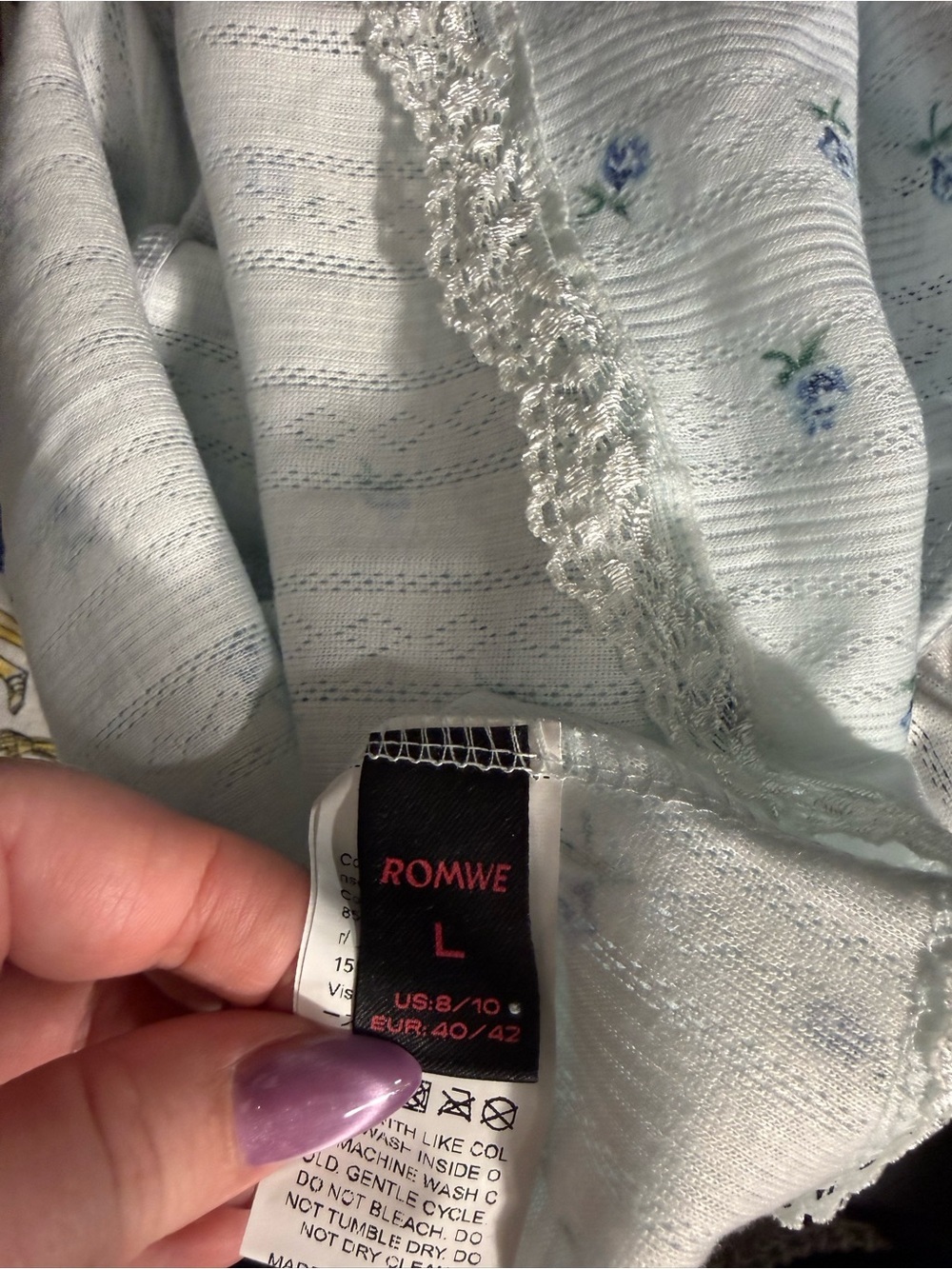 ROMWE Pale Blue Floral Ruffle Strap Cami - Picture 2 of 5
